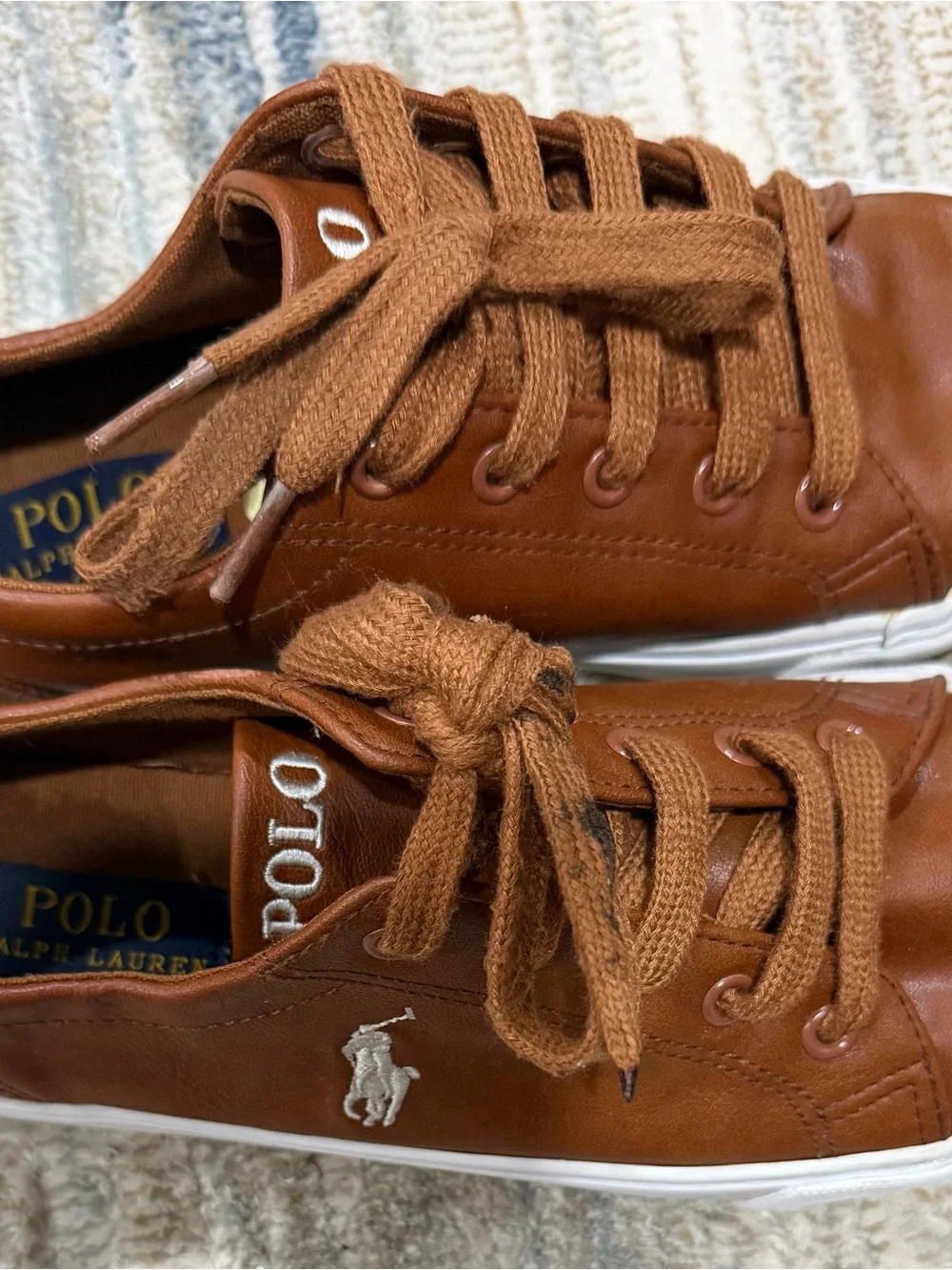 Polo by Ralph Lauren Brown Canvas-Lined Leather Sneakers